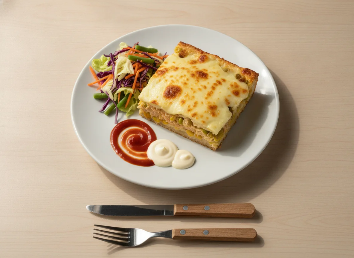 Torta de Frango com Milho e Salada Mista photo
