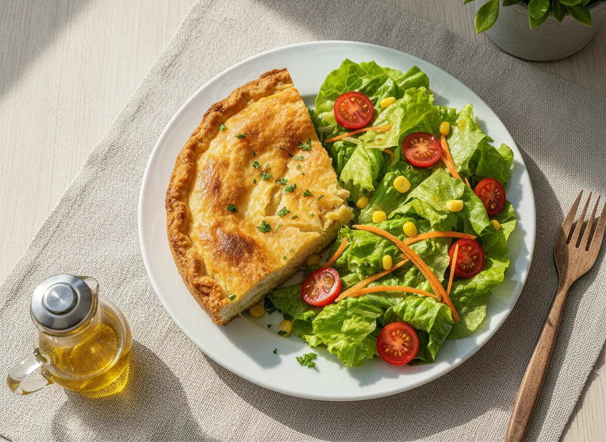 Torta de frango com salada mista photo