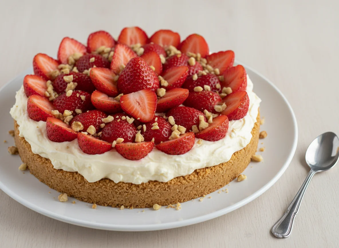 Torta de morango com nozes photo