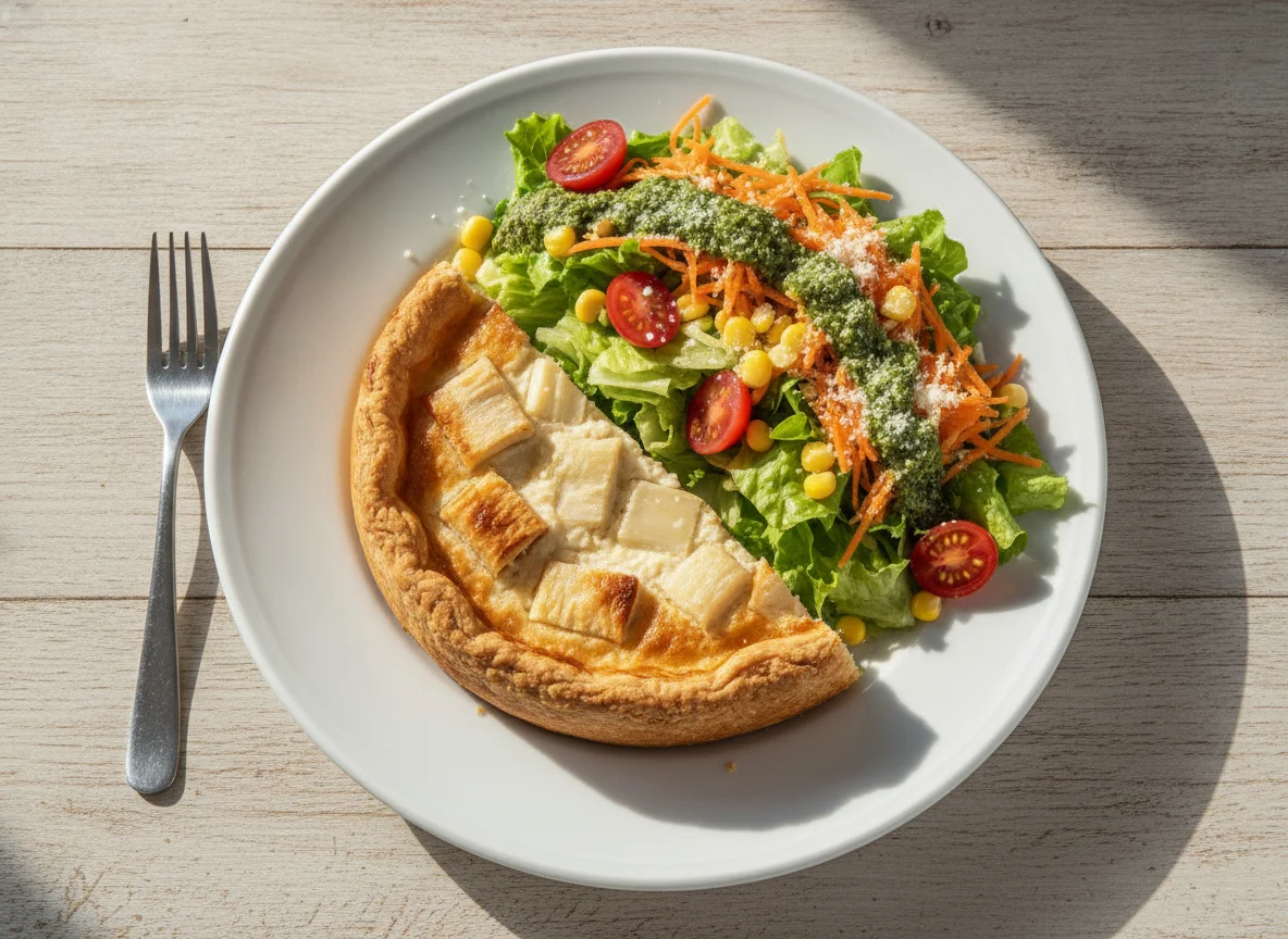 Torta de palmito com salada mista photo