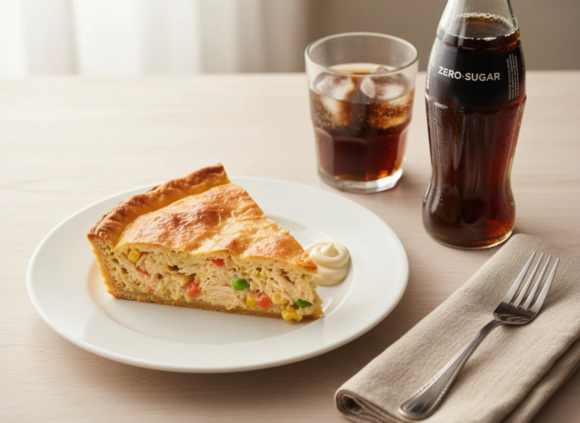 Torta salgada com refrigerante photo