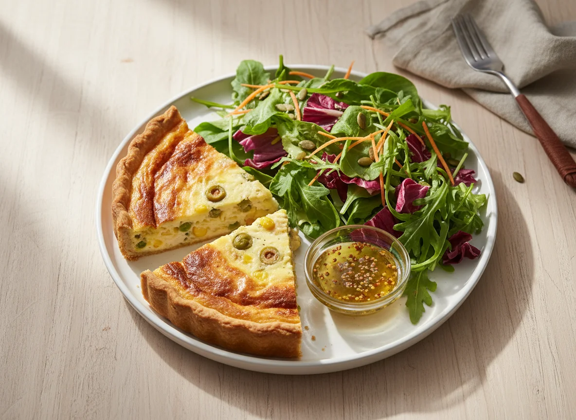 Torta salgada com salada mista photo