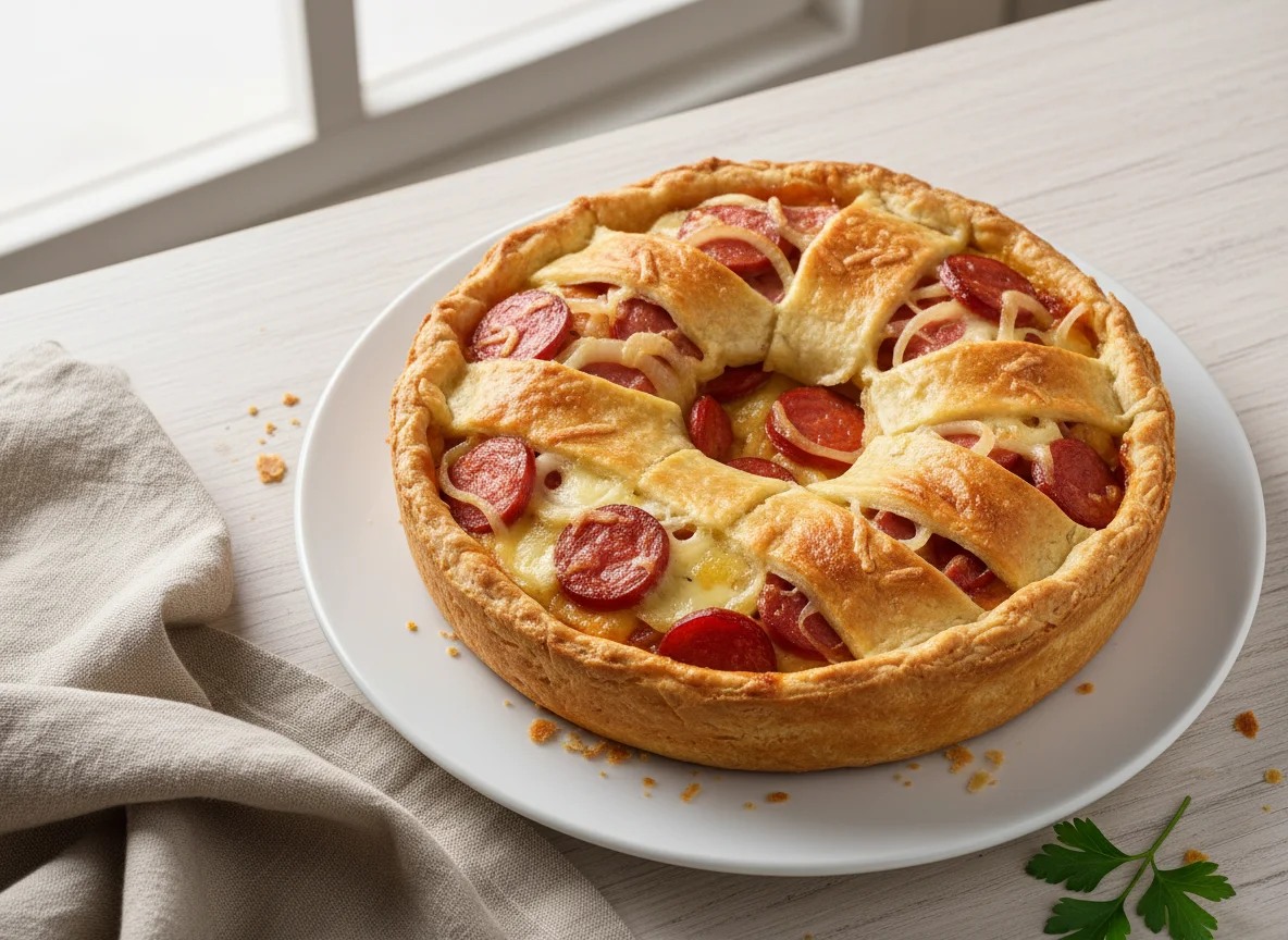 Torta salgada de calabresa e cebola photo