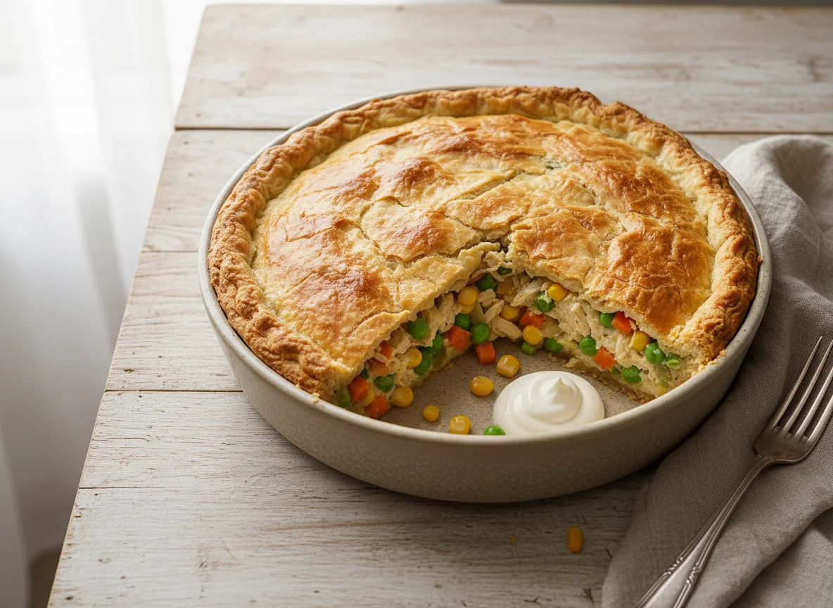 Torta salgada de frango e legumes photo