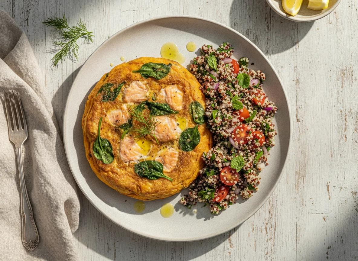 Tortilha de Salmão Low Carb com Tabule de Quinoa photo