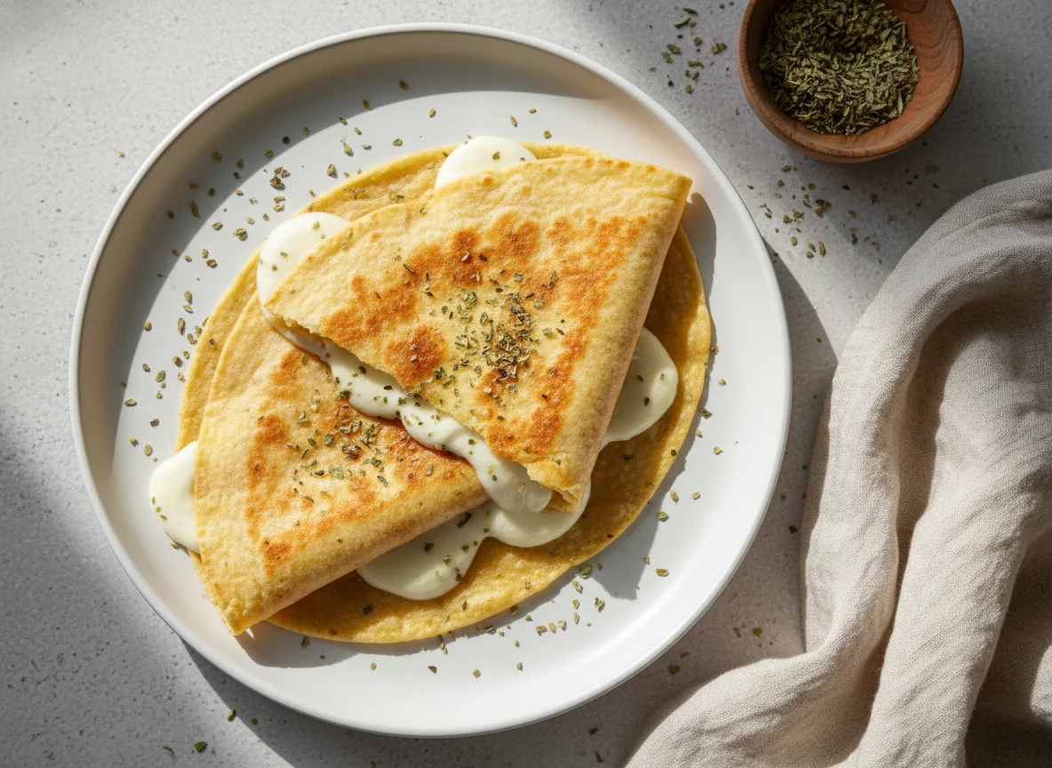 Tortilla com queijo e orégano photo