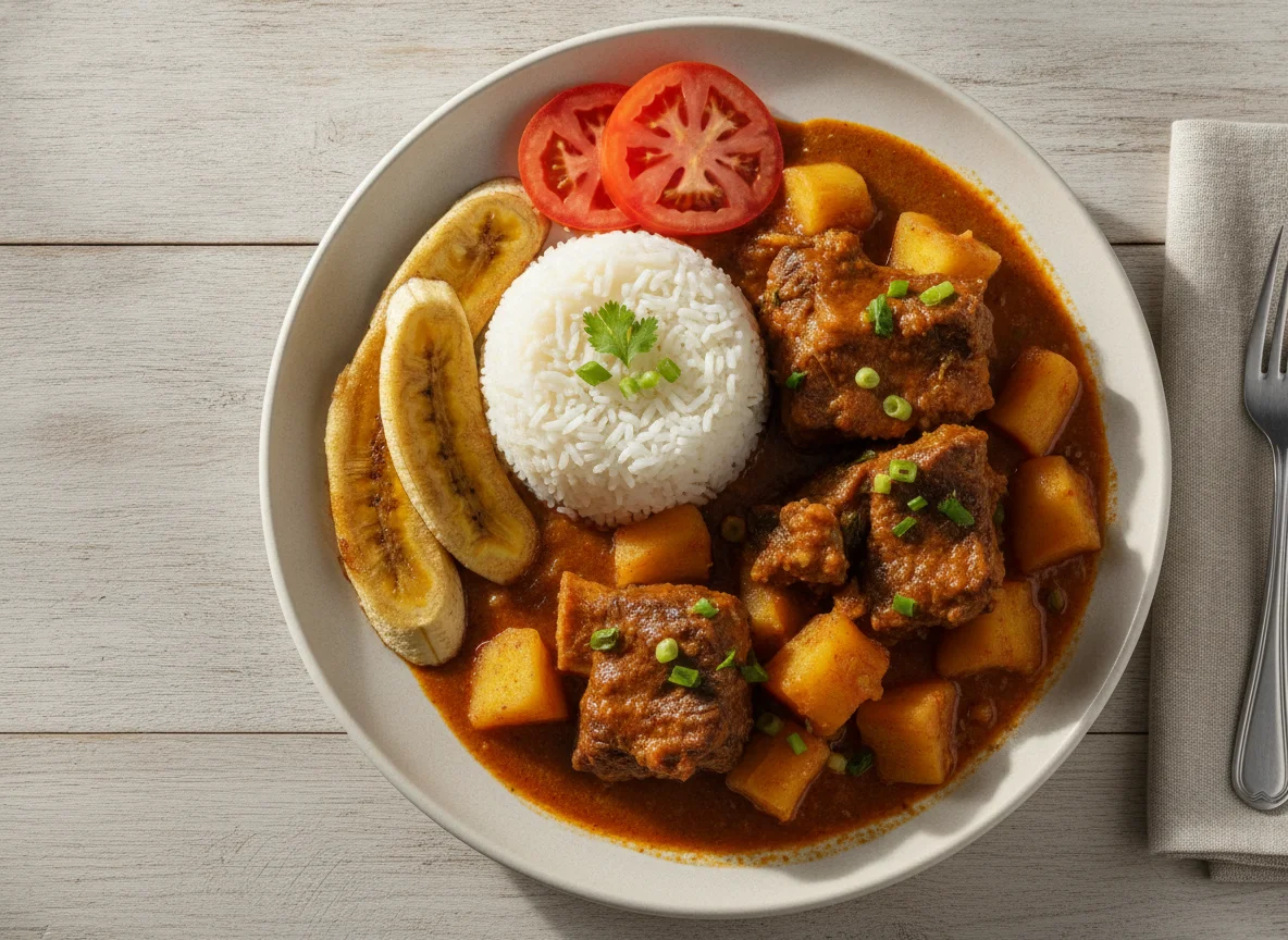 Vaca Atolada com Arroz, Tomate e Banana photo