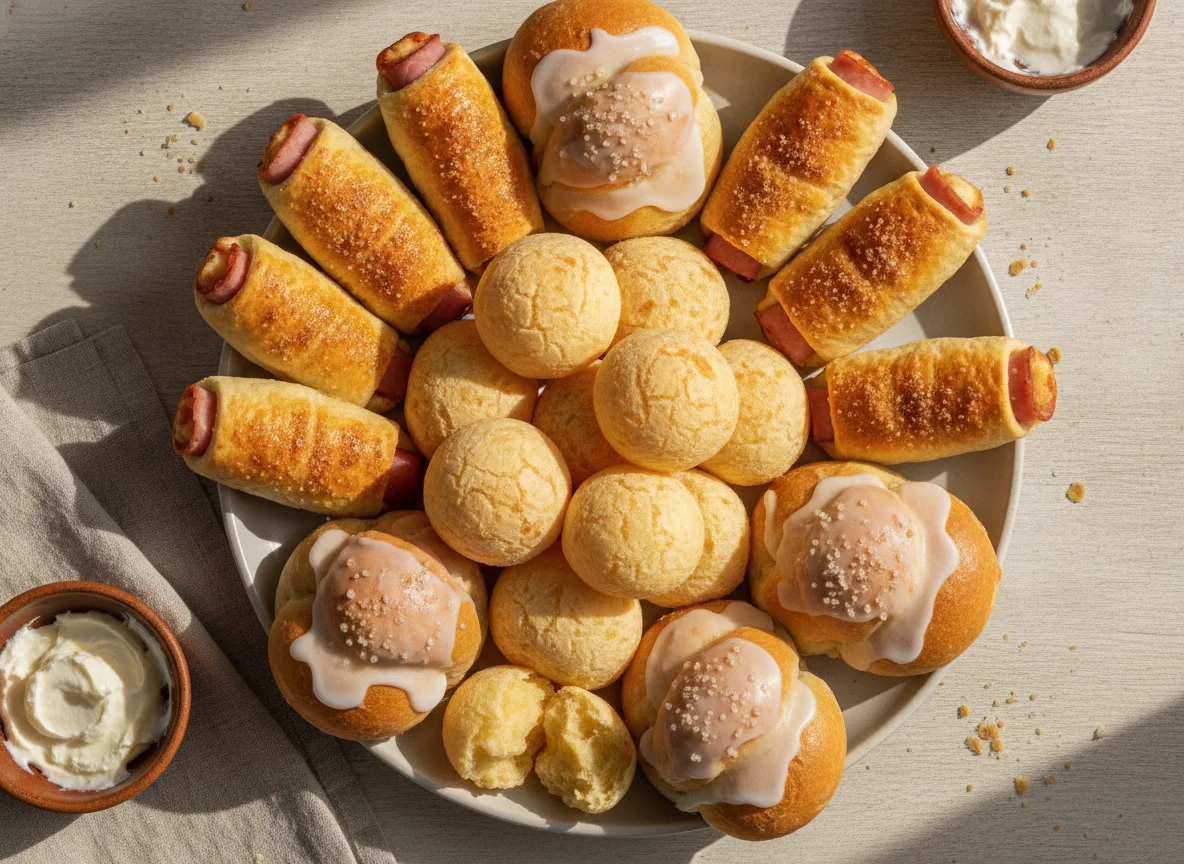 Variedade de pães e salgados brasileiros photo