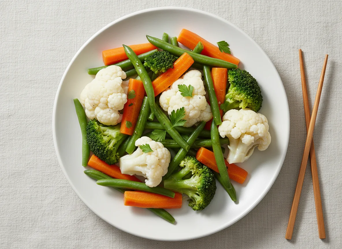 Vegetais cozidos no vapor photo