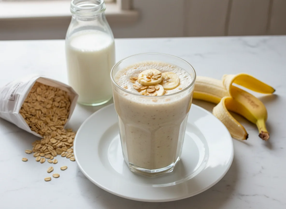 Vitamina de banana com leite e aveia photo