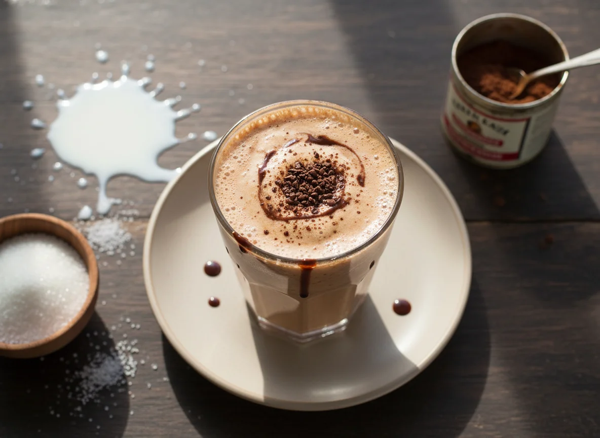 Vitamina de chocolate ou café photo