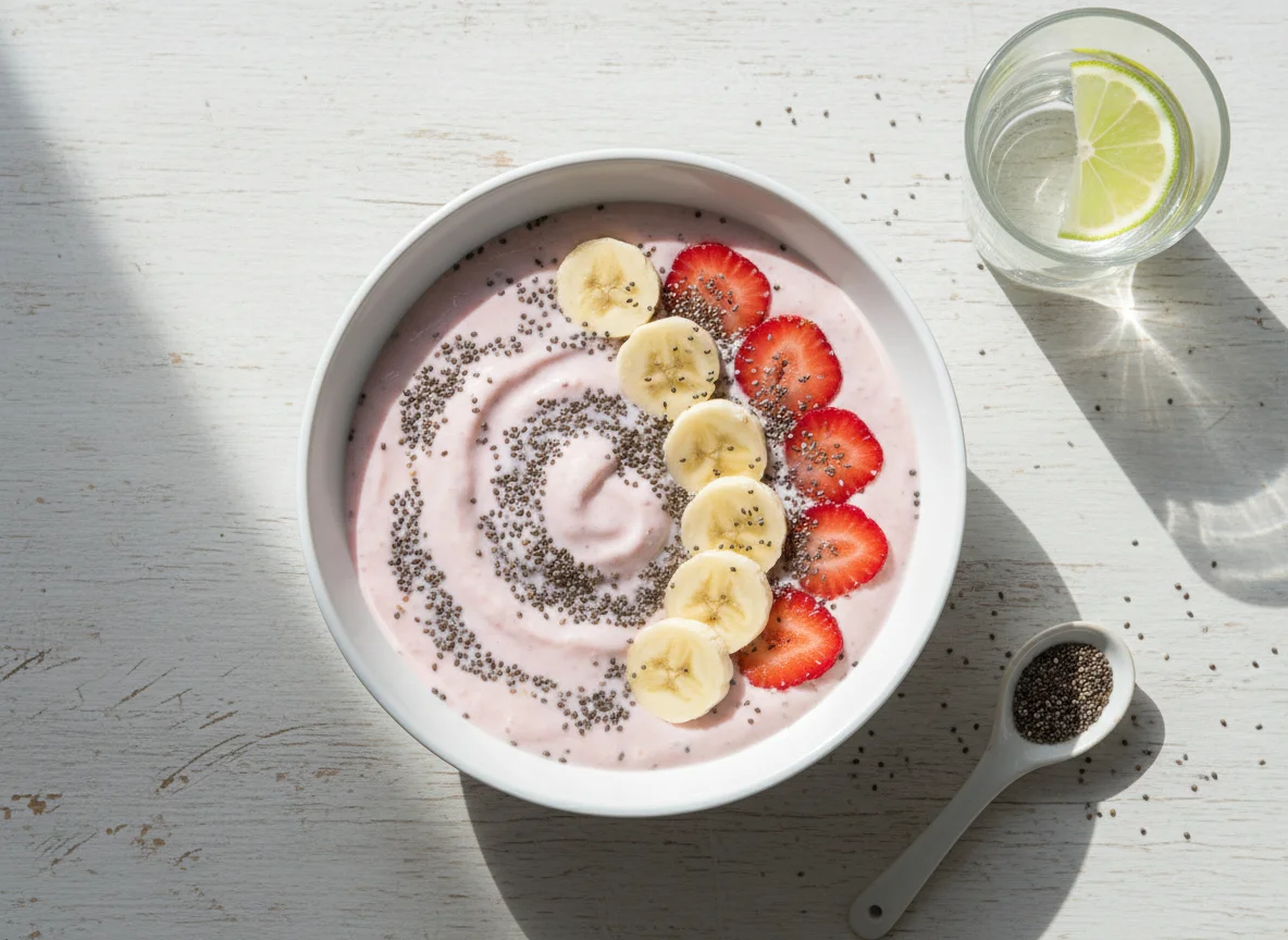 Vitamina de frutas com chia photo