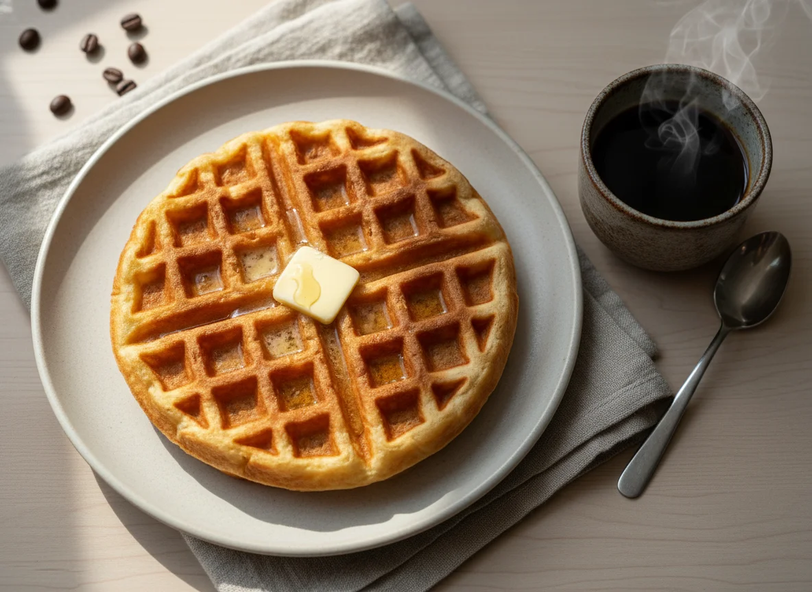 Waffle com café photo