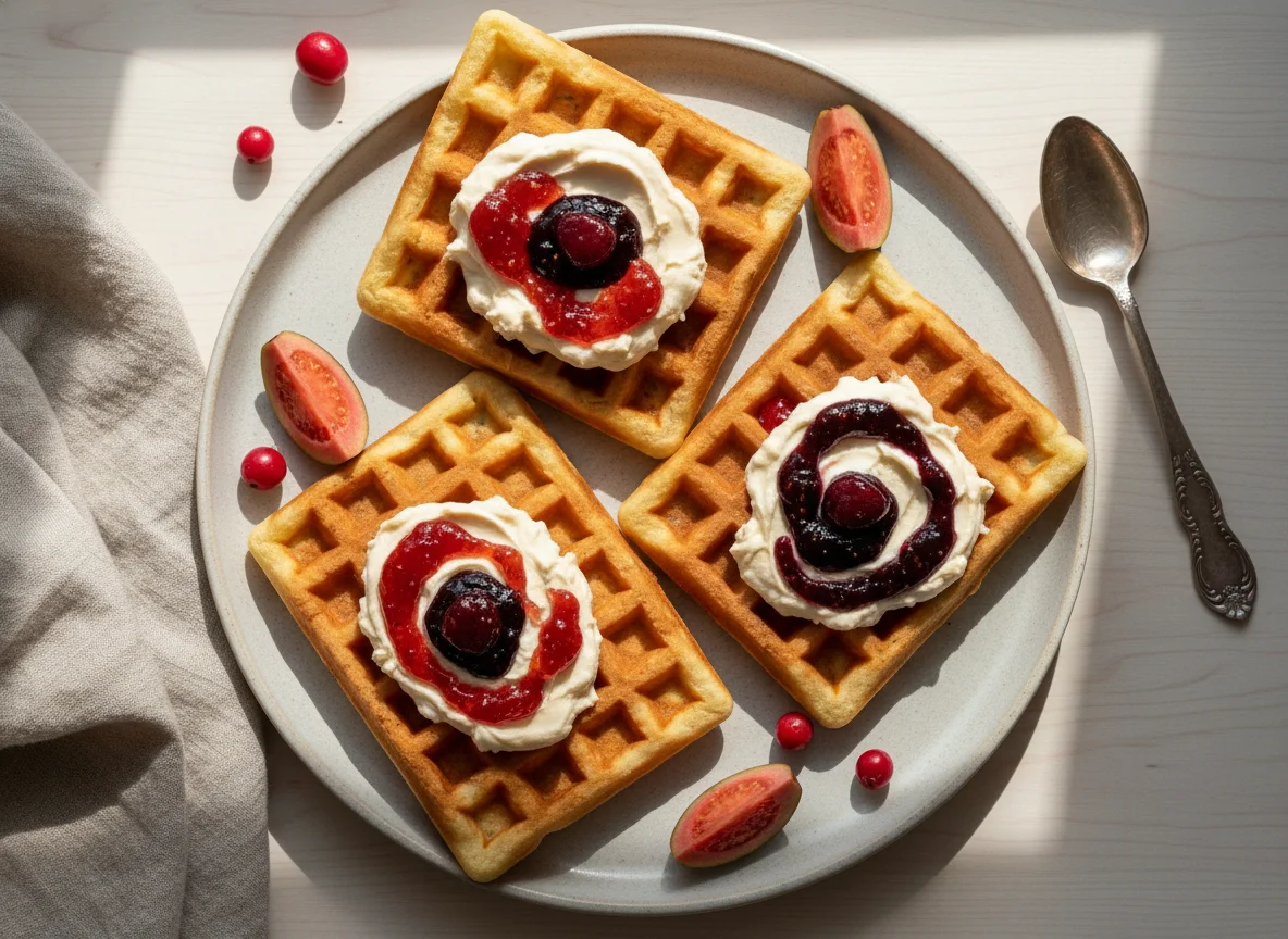 Waffles com requeijão e geleia photo