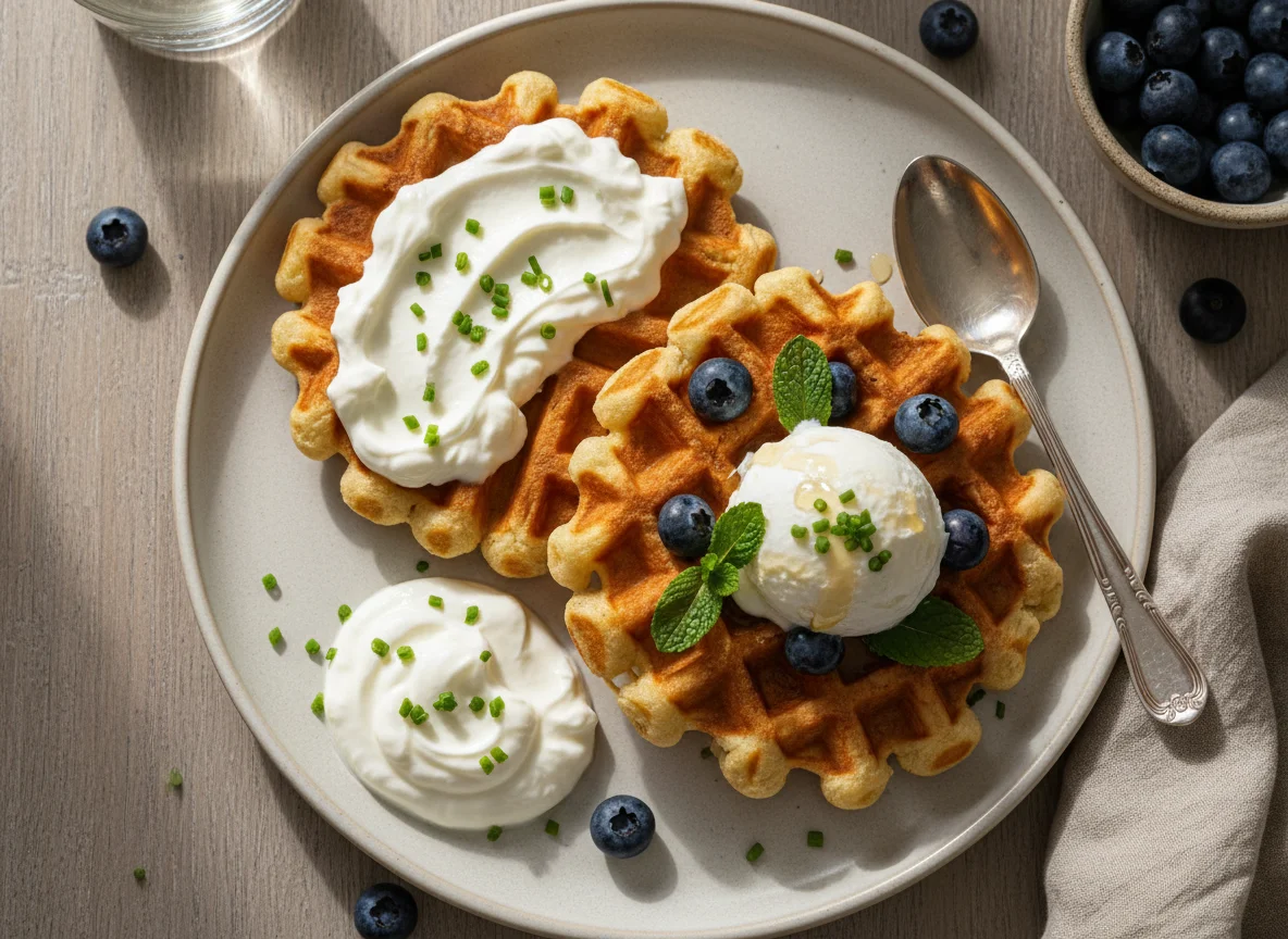 Waffles com Requeijão e Iogurte photo