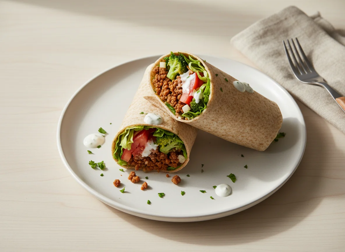 Wrap com carne moída e vegetais photo