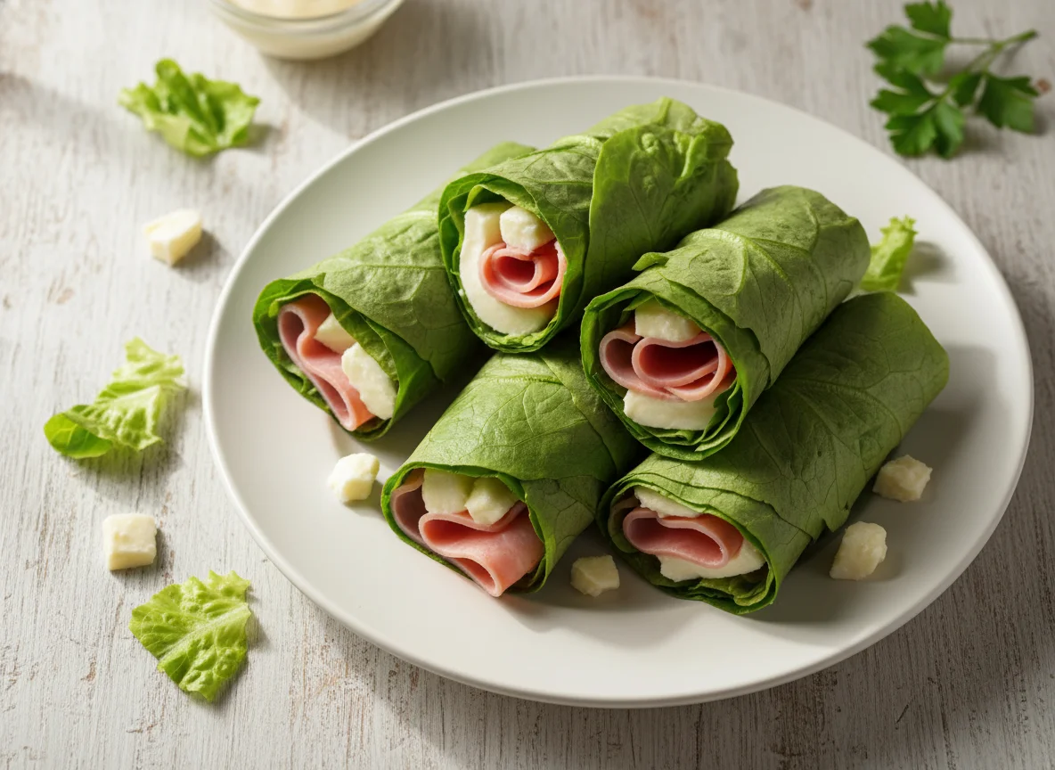 Wrap de alface com presunto e queijo photo