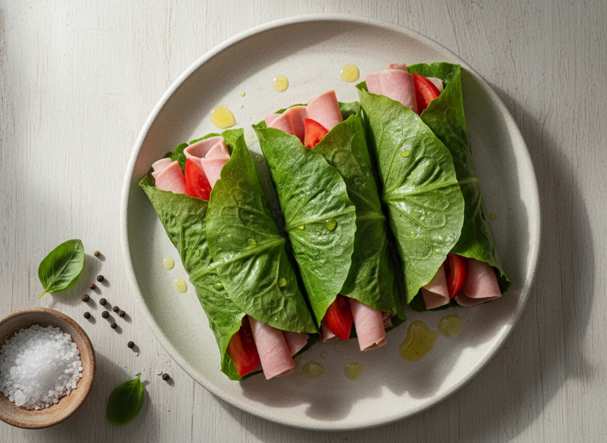 Wrap de Alface com Presunto e Tomate photo
