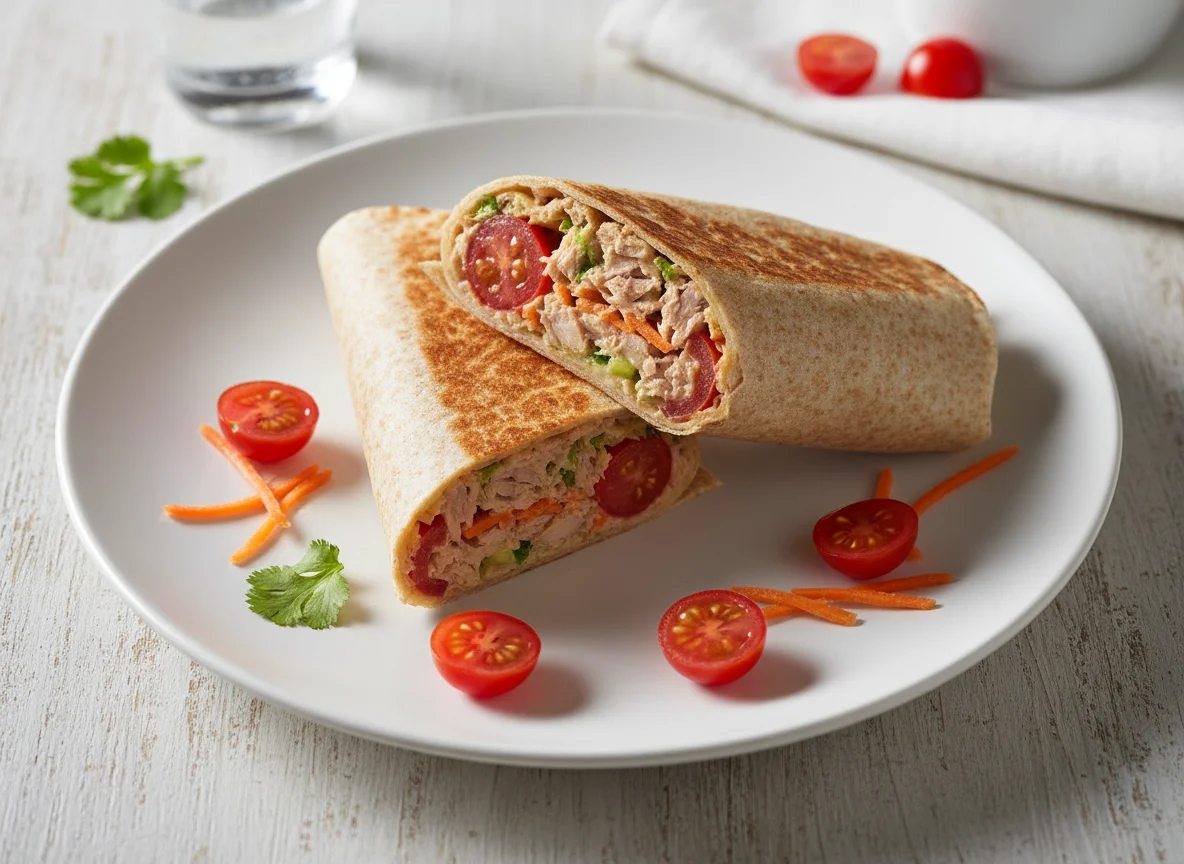 Wrap de atum com cenoura e tomate cereja photo