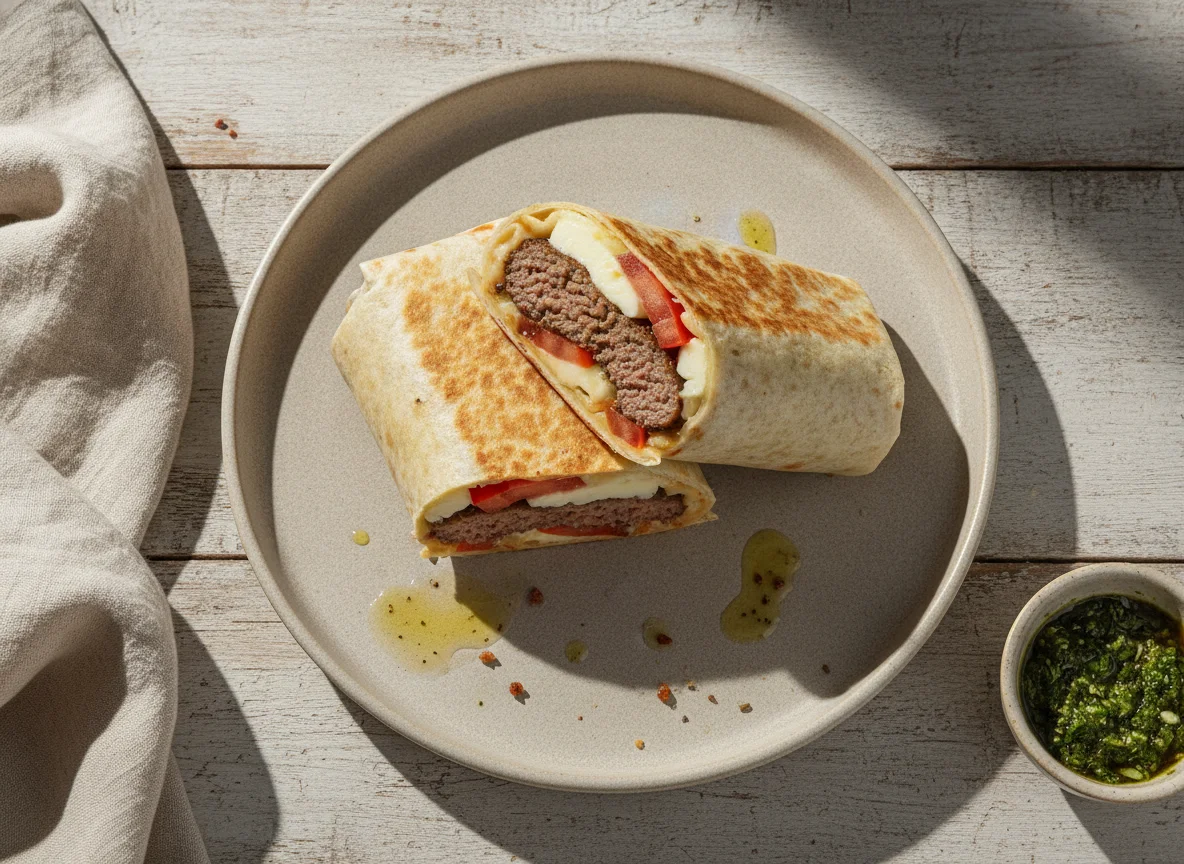 Wrap de Carne com Queijo e Tomate photo