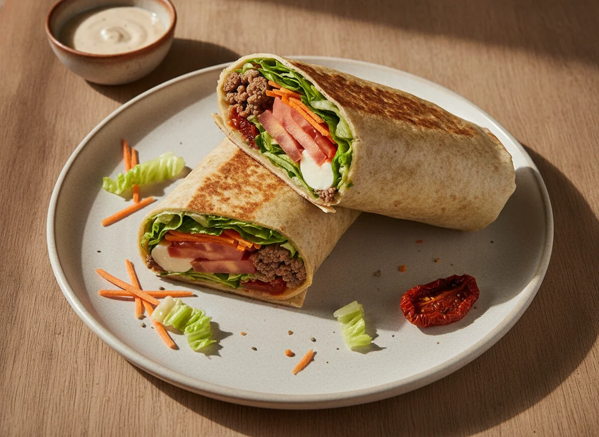 Wrap de carne com salada mista photo