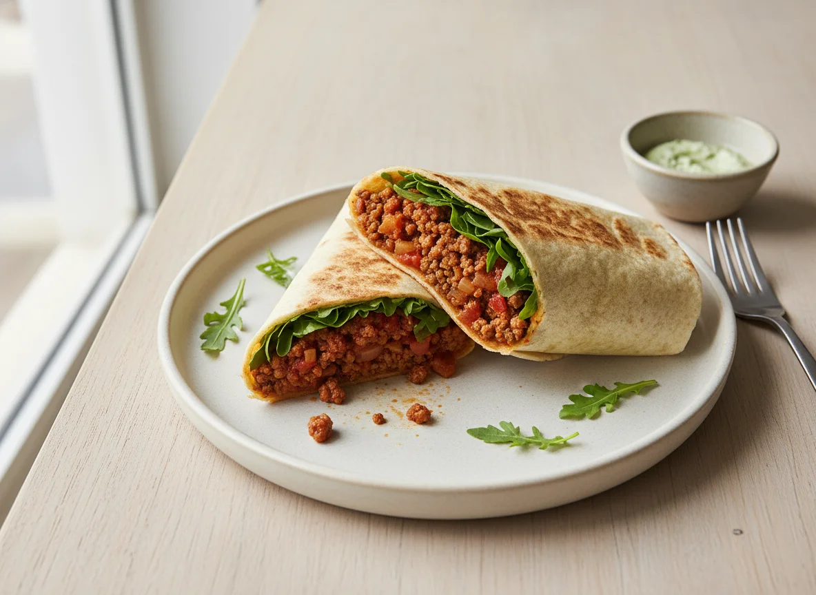 Wrap de carne moída com rúcula photo