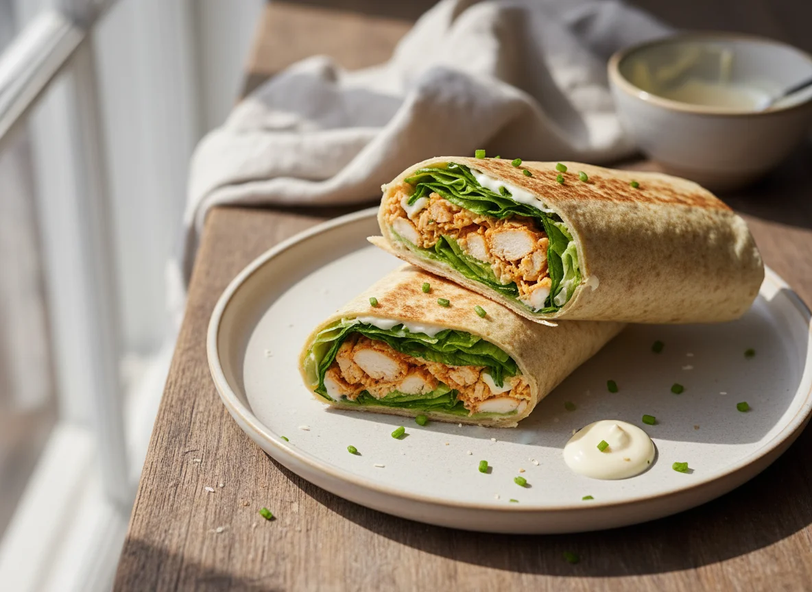 Wrap de frango com alface e cebolinha photo