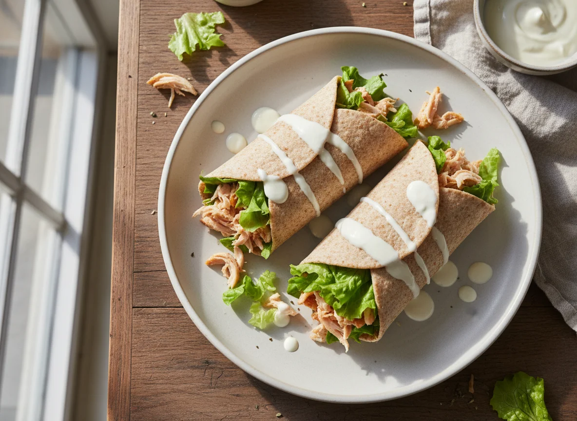 Wrap de frango com alface e molho photo