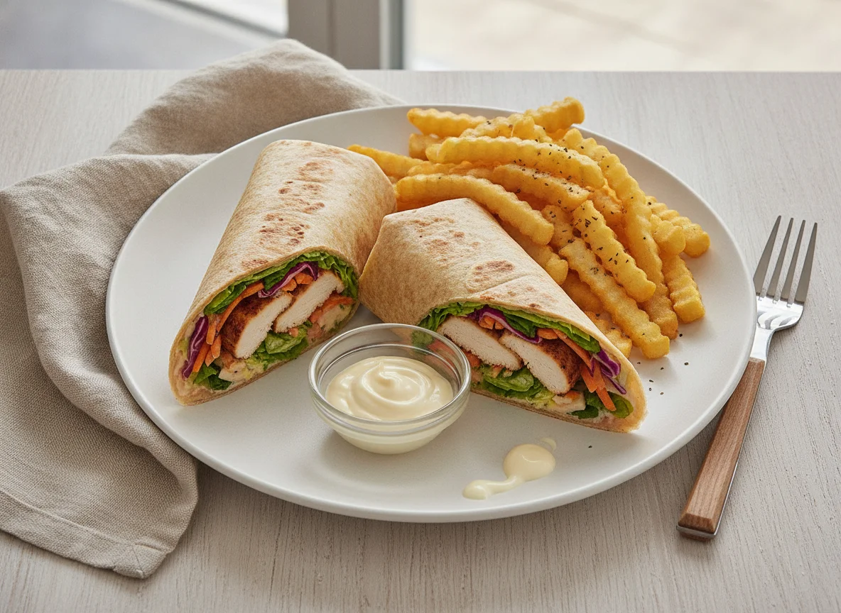 Wrap de frango com batatas fritas photo