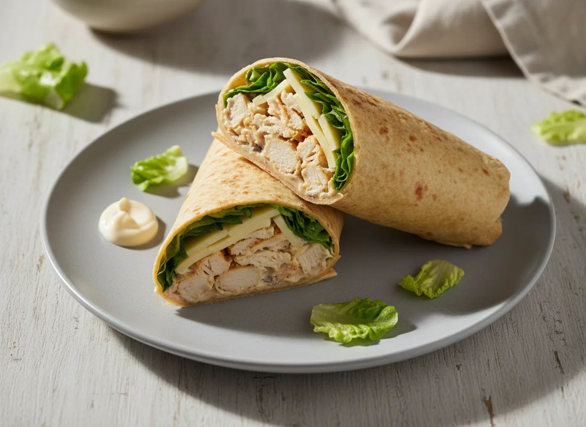 Wrap de frango com queijo e salada photo