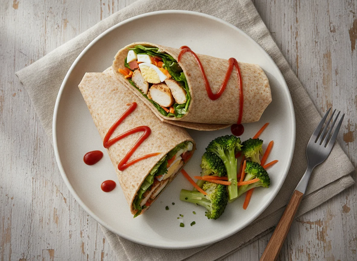 Wrap de Frango com Salada e Brócolis photo