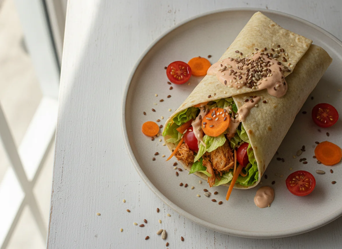 Wrap de frango com salada mista photo