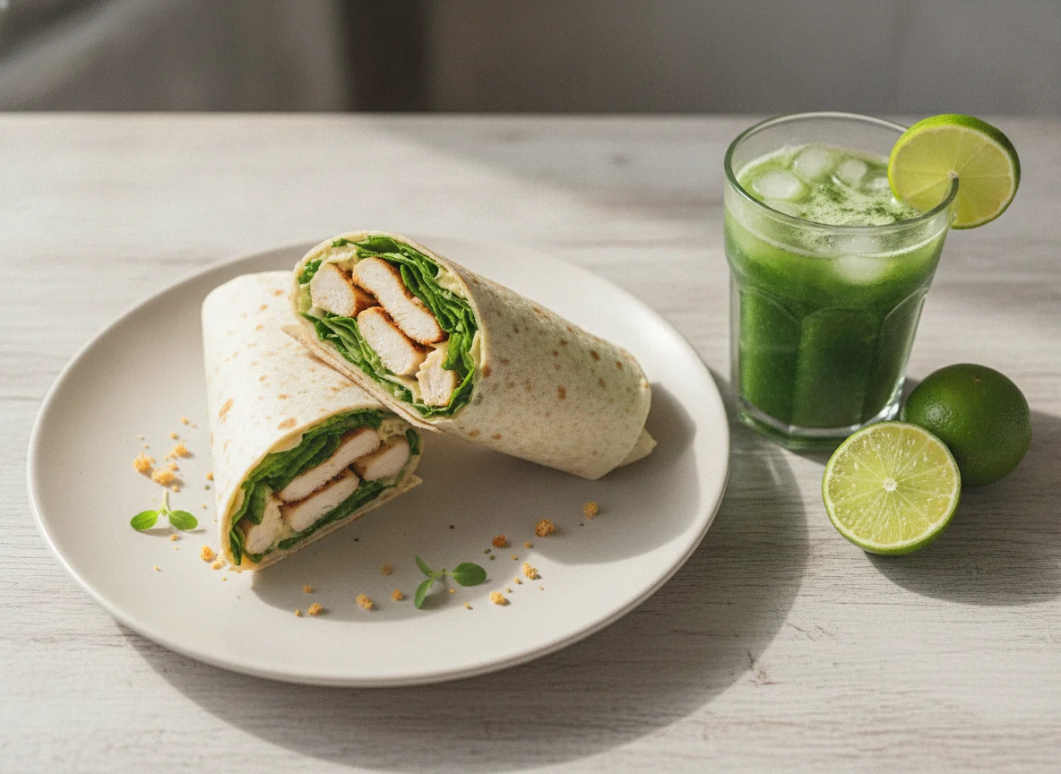 Wrap de Frango com Suco Verde photo