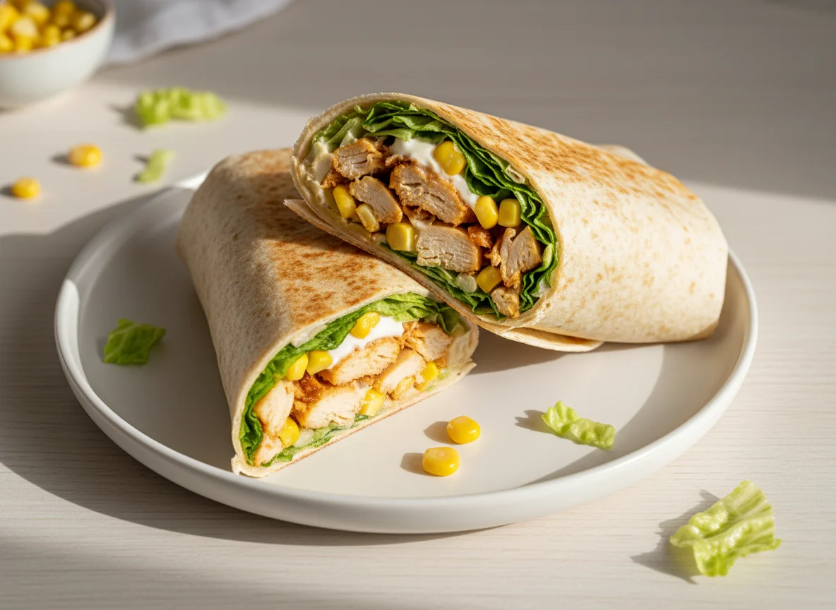 Wrap de frango desfiado com alface photo