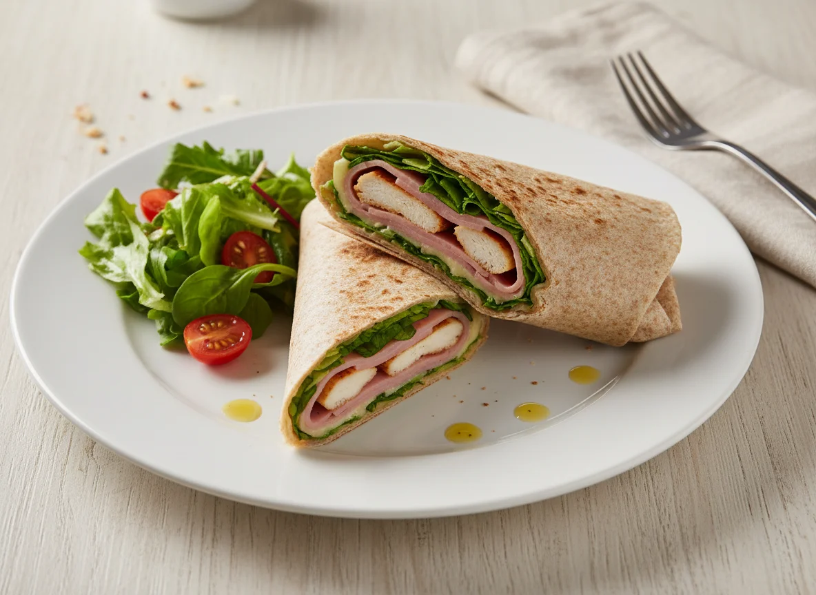 Wrap de Frango e Queijo com Salada photo