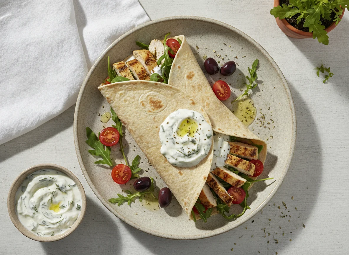 Wrap de Frango Estilo Grego e Tzatziki photo