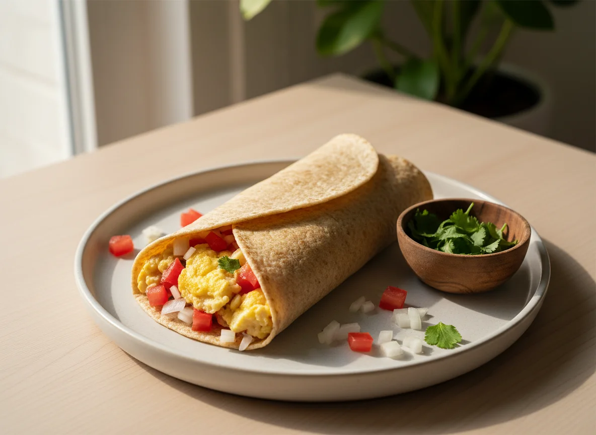 Wrap de ovo com tomate e cebola photo