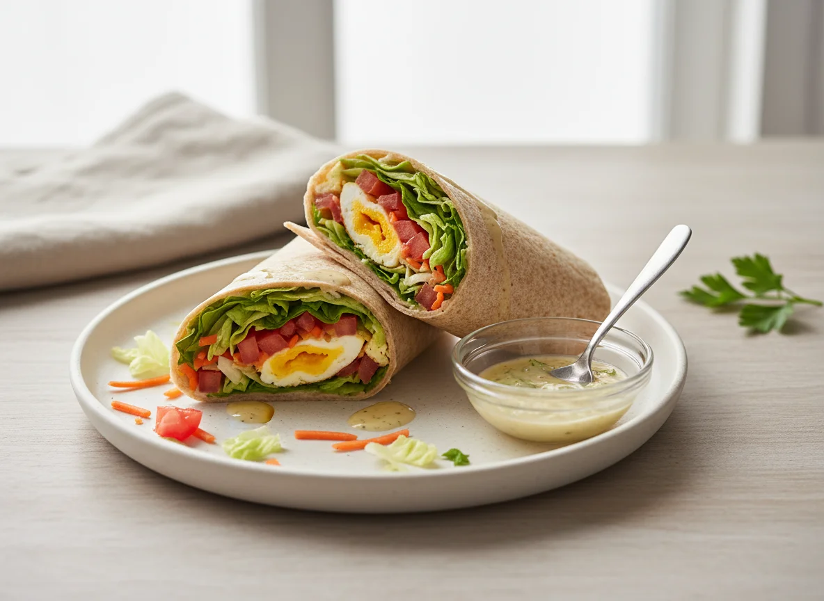 Wrap de ovos mexidos e salada photo