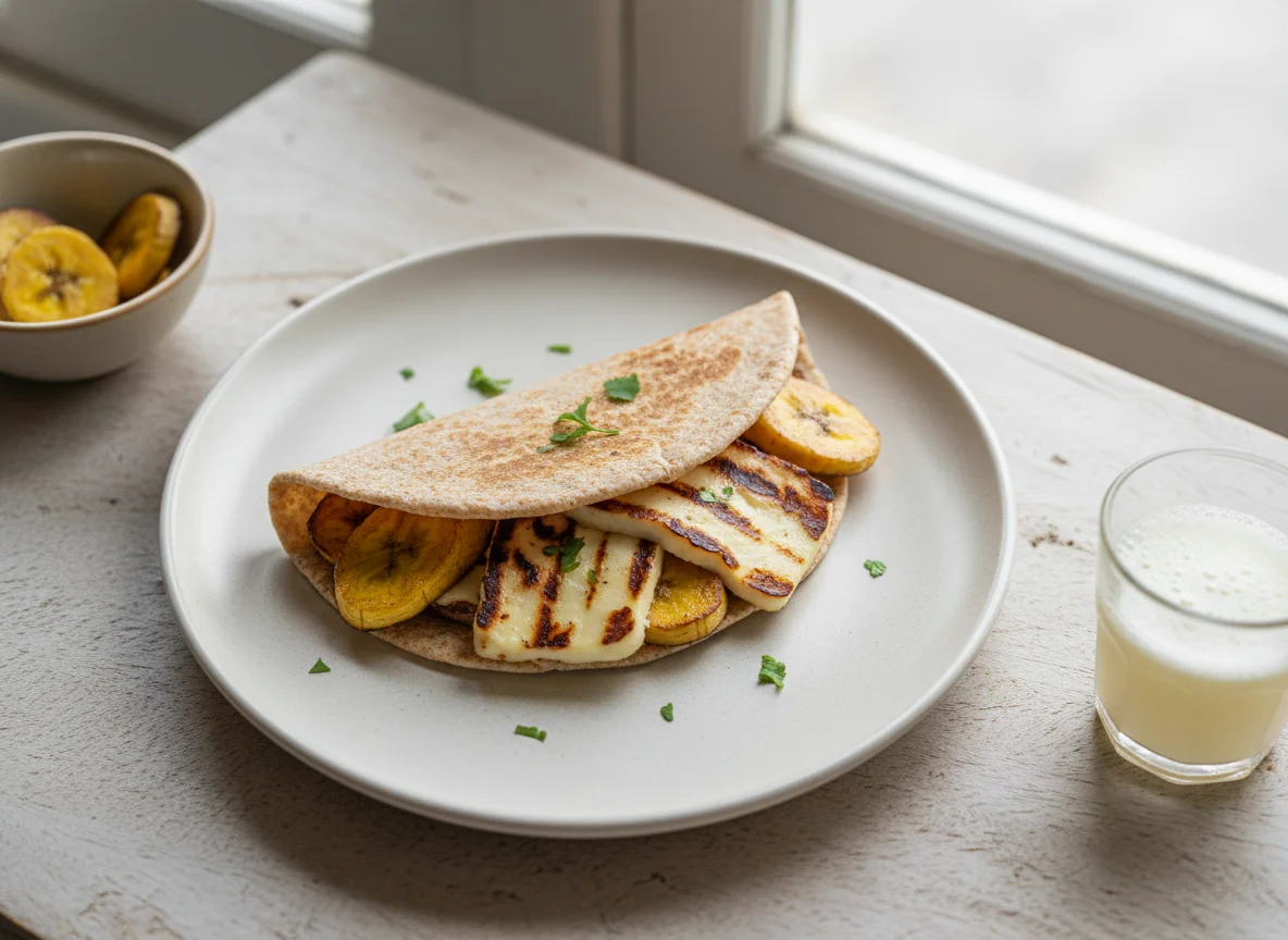 Wrap de queijo coalho com banana grelhada photo