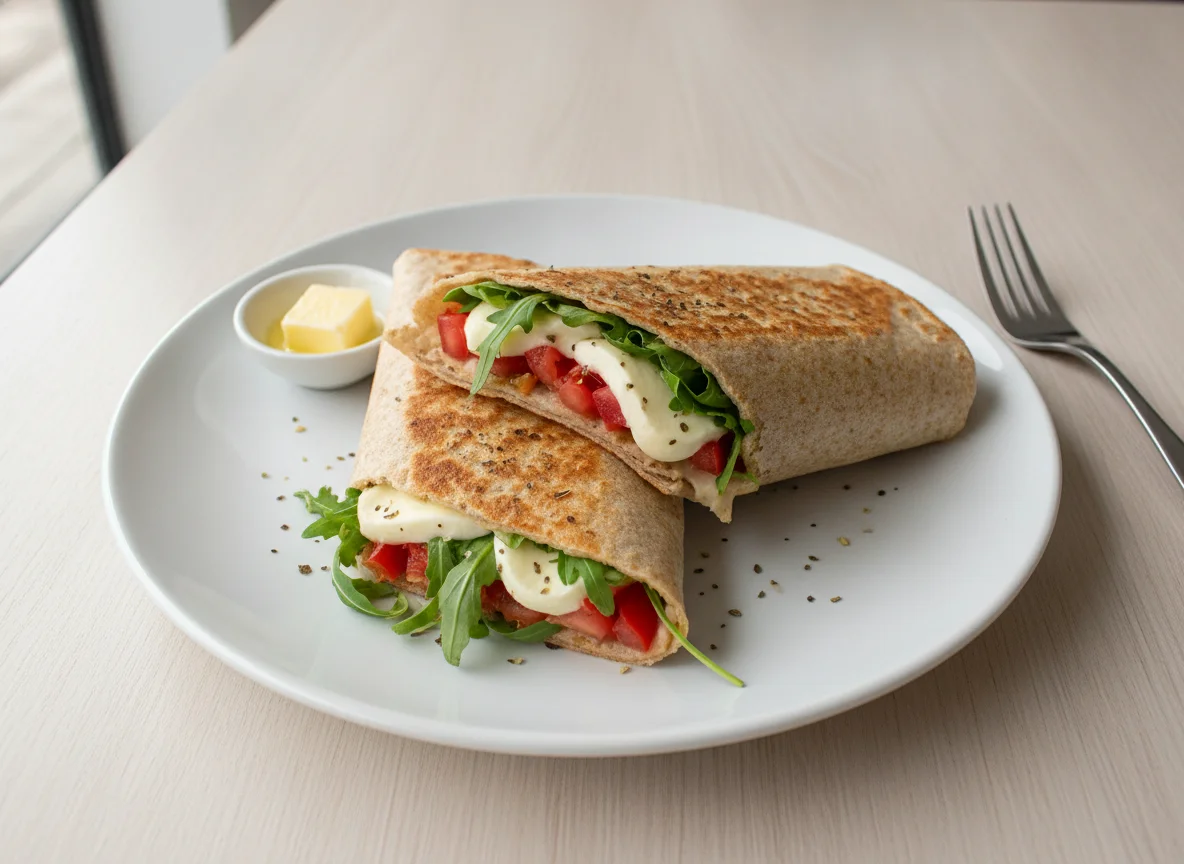 Wrap de queijo, tomate e rúcula photo