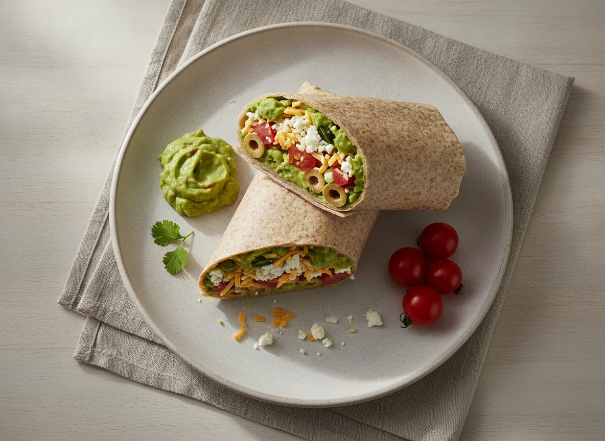 Wrap de Trigo Integral com Queijo e Vegetais photo