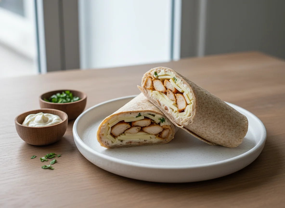 Wrap Integral com Frango, Requeijão Light e Queijo Minas photo