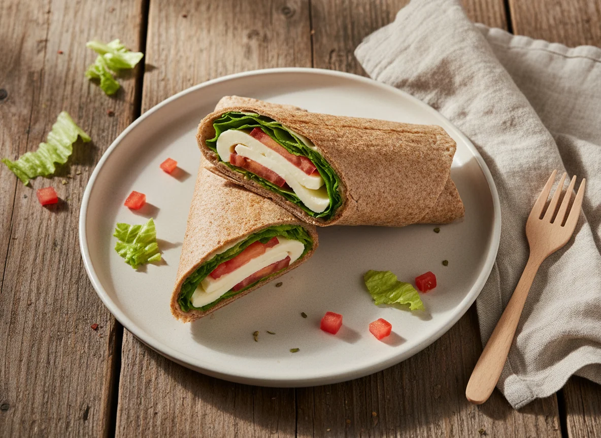 Wrap Integral com Mussarela, Alface e Tomate photo