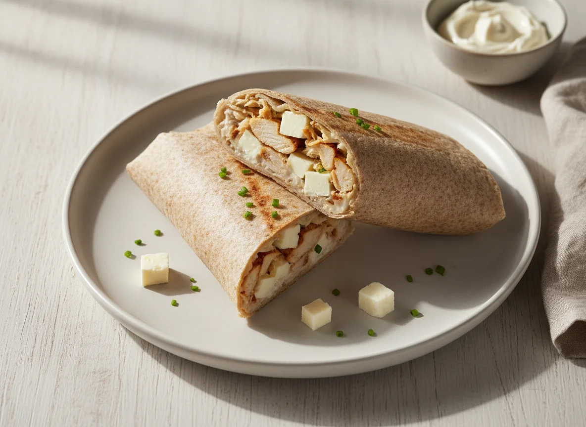 Wrap Integral de Frango com Requeijão e Queijo Minas photo