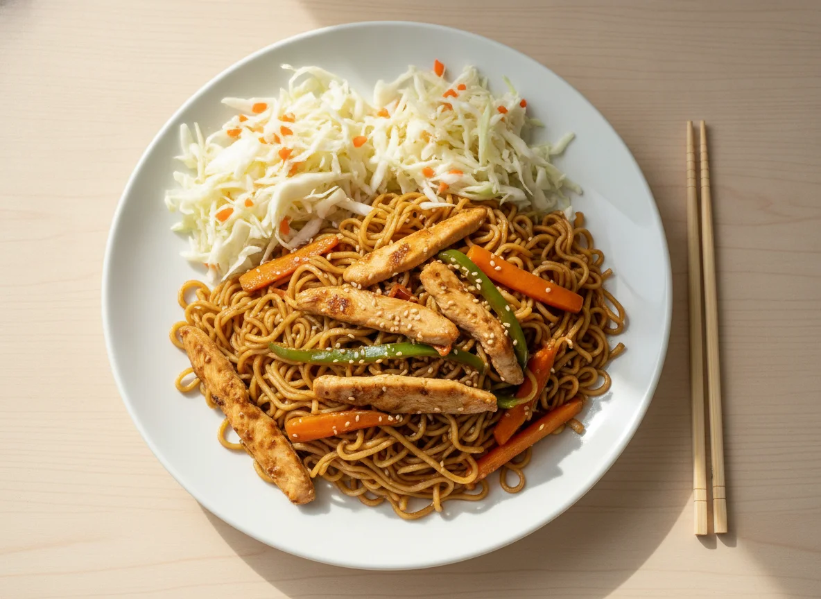 Yakisoba de Frango com Salada photo