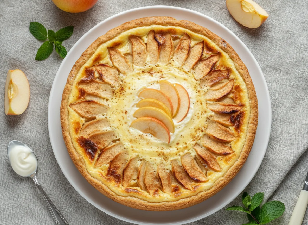 Яблочный пирог со сметанной заливкой photo