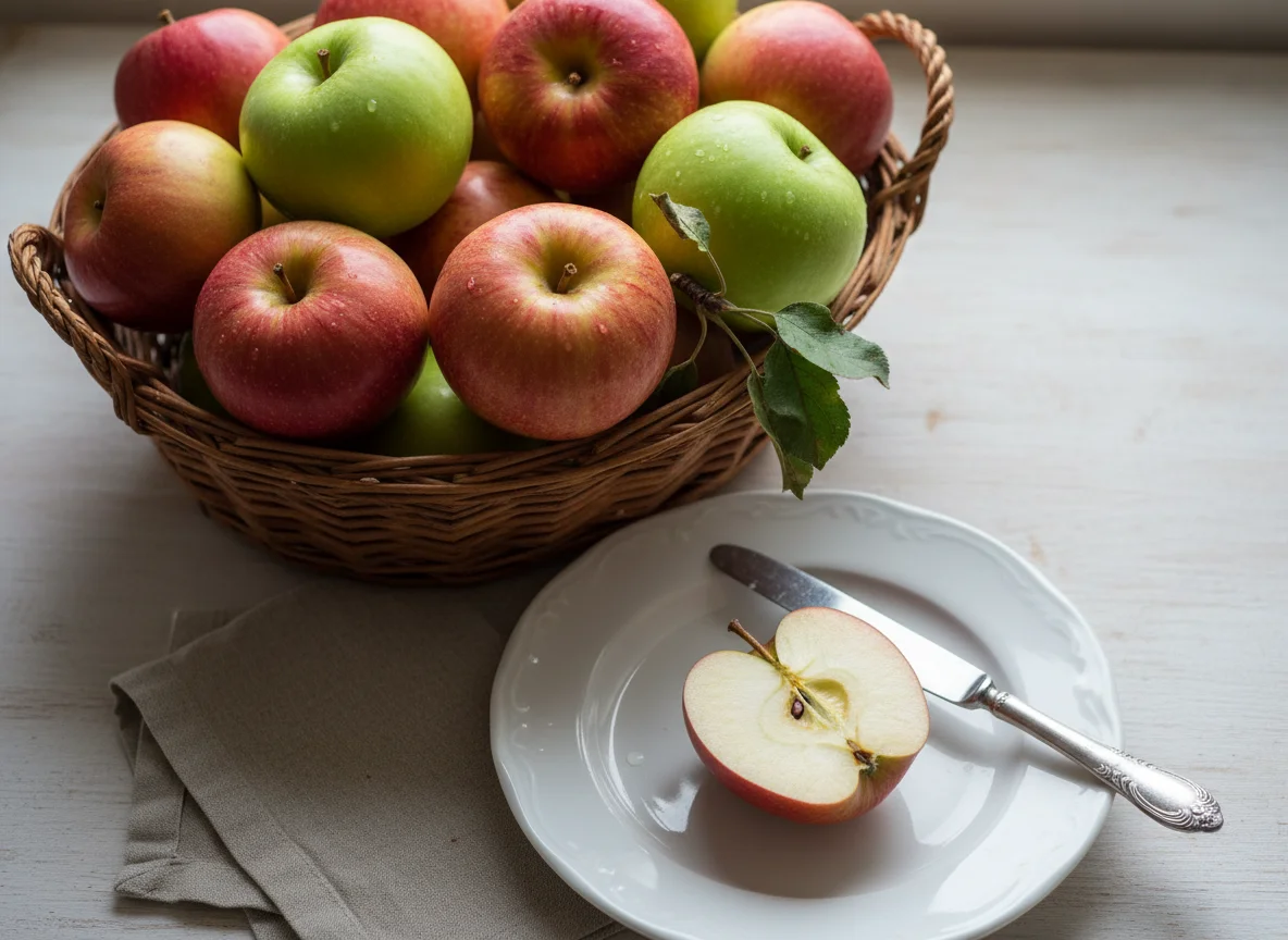 Яблоки в корзине photo