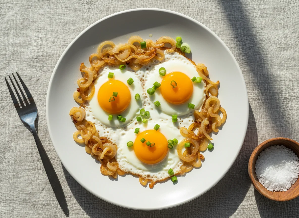 Яичница с луком photo