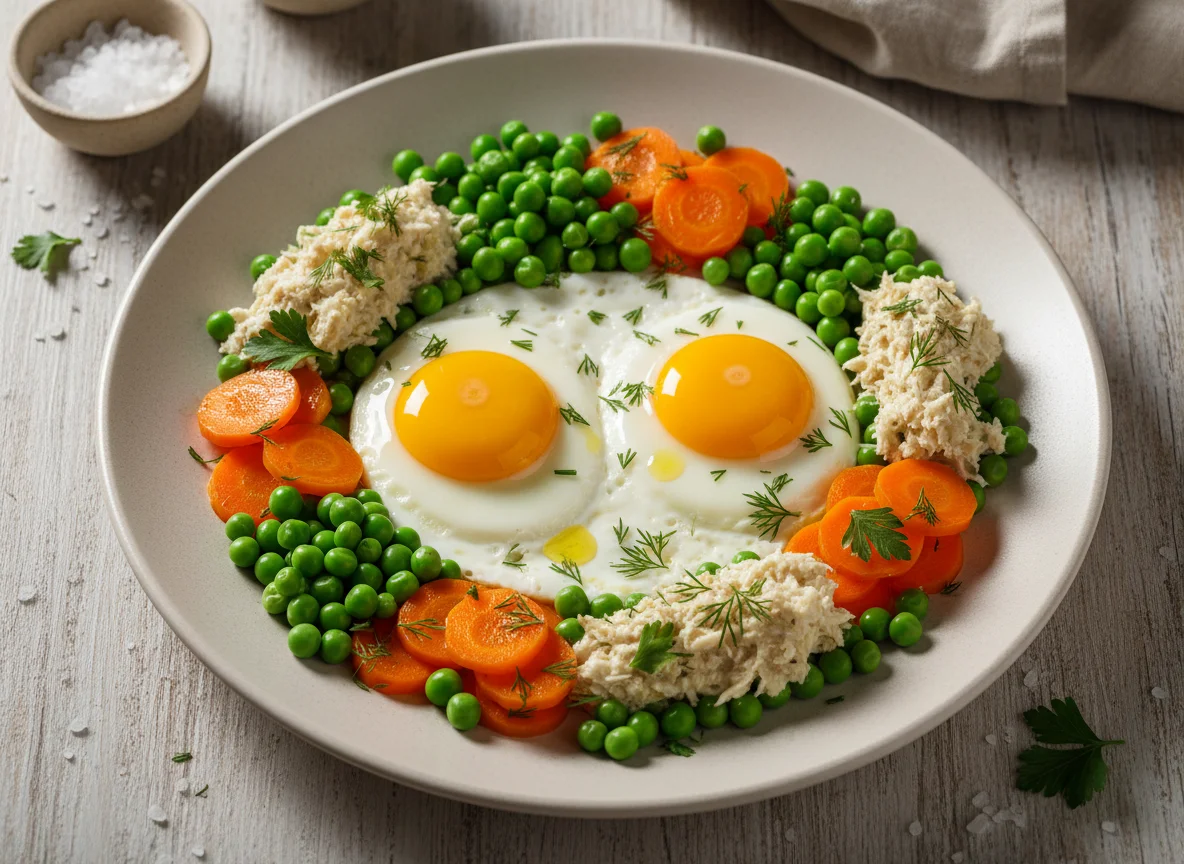 Яичница с овощами и хреном photo