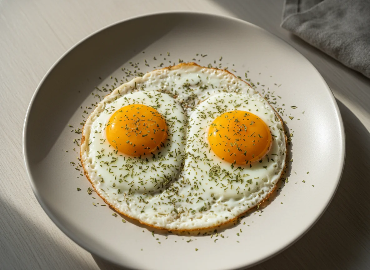 Яичница с зеленью photo